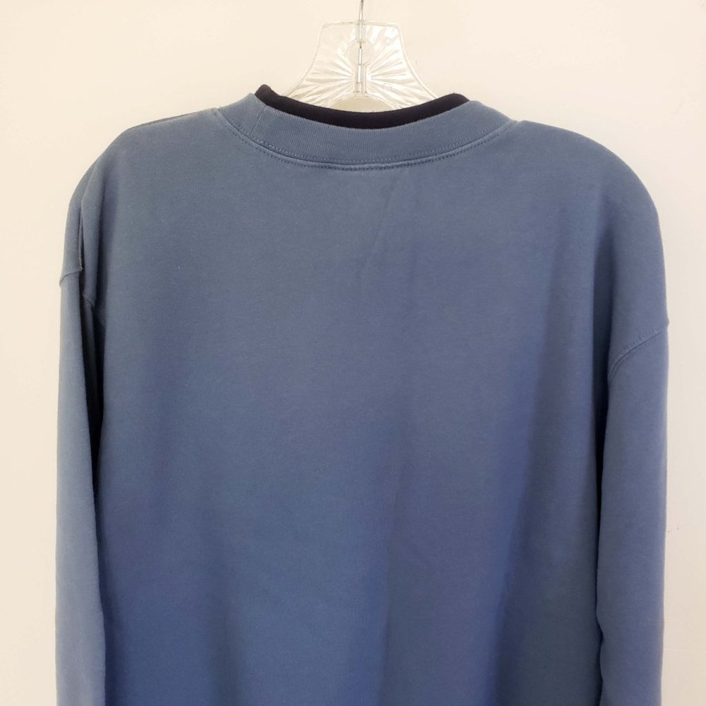 MC Sportswear Women's Slate Blue Embroidered Christmas Snow Happens Sweat Shirt - Picture 8 of 11